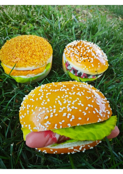 Magnet Buzdolabı Süsü Üçlü Set Hamburger ve Sosisli Seti