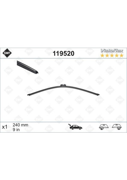 Msa-Shop Swf Visioflex Flat Blade X1 240 mm Arka Renault Clio 4