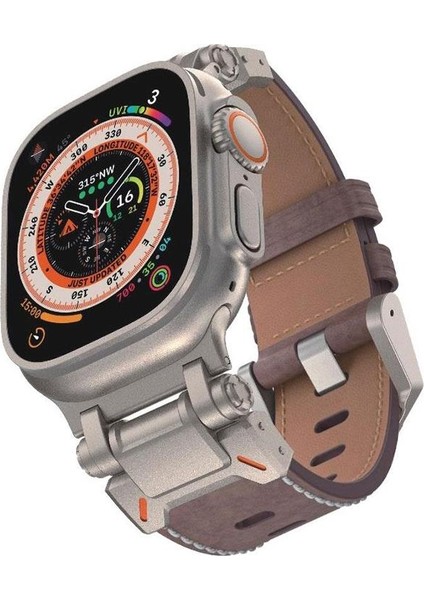 Apple Watch 42-44-45-46-49MM Krd-32 Deri Kordon Kahverengi