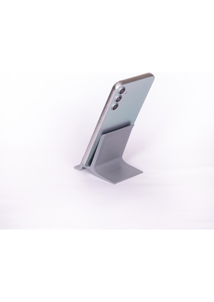 3D Baskı Telefon Standı Gri Renk Masaüstü Minimal Tasarım Sabit Aparat Tutucu Organizer modelleri