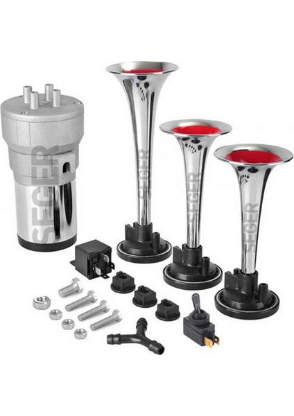 Msa-Shop Korna Kompresörlü Üç Plastik Borulu 12V Krom Renkli