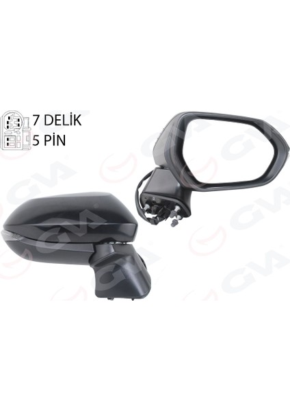 Dış Dikiz Aynası Sağ Elektikli Sinyalli Konv Siyah 5 Pin Li Toyota Corolla 19-