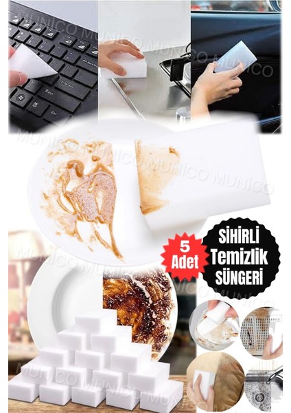 5 Adet Renkli Çok Amaçlı Sünger Silgi, Temizlik ve Bakım Için Harika Seçenek