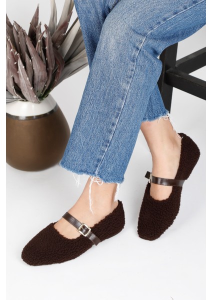 Peluş Tüylü Bilekten Bağlamalı Kadın Ev Ayakkabısı Babet fiyatları