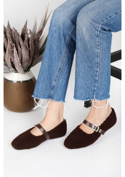 Peluş Tüylü Bilekten Bağlamalı Kadın Ev Ayakkabısı Babet fırsatları
