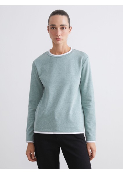 Yeni Sezon Bisiklet Yaka Kadın Sweatshirt