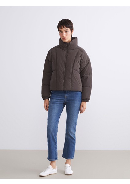 Yeni Sezon Dik Yaka Oversize Kadın Şişme Mont fiyatları