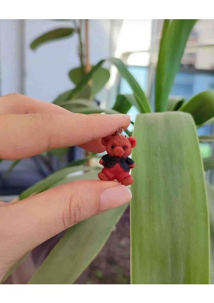 Bear With Black Jacket El Yapımı Sevimli Minimal Ayıcık Küpe