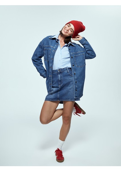 Yeni Sezon Standart Fit Kadın Jean Etek