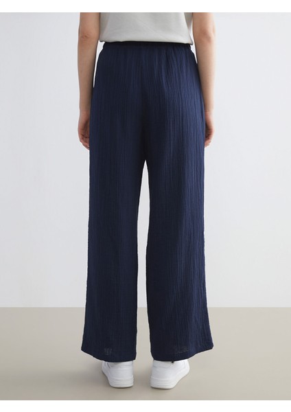 Yeni Sezon Beli Lastikli Dokulu Müslin Kadın Pantolon fırsatları