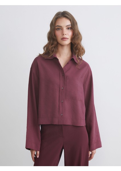 Yeni Sezon Oversize Modal Karışımlı Kadın Gömlek