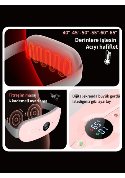 Akıllı Regl Masaj Aleti Isıtıcılı ve Bel Masaj Kemeri Pembe modelleri