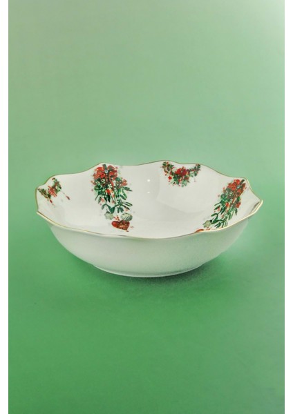 Christmas Love Altın Yaldızlı Porselen Salata Kasesi