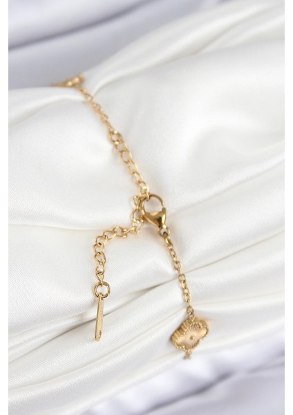 316L Çelik Gold Renk Yonca Kadın Bileklik fiyatları