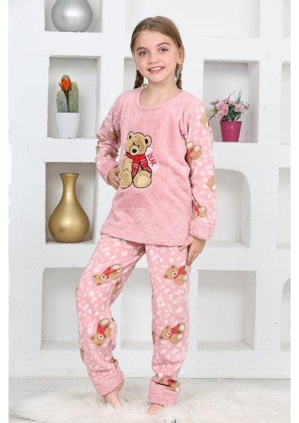 Kız Çocuk Welsoft Kumaş-Göz Bantlı Ayıcık Baskılı Pijama Takımı 12293 fırsatları