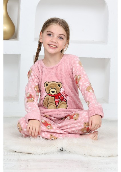 Kız Çocuk Welsoft Kumaş-Göz Bantlı Ayıcık Baskılı Pijama Takımı 12293 indirimleri