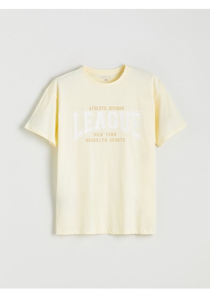Yeni Sezon Bisiklet Yaka Brooklyn Baskılı Kadın Tişört indirimleri