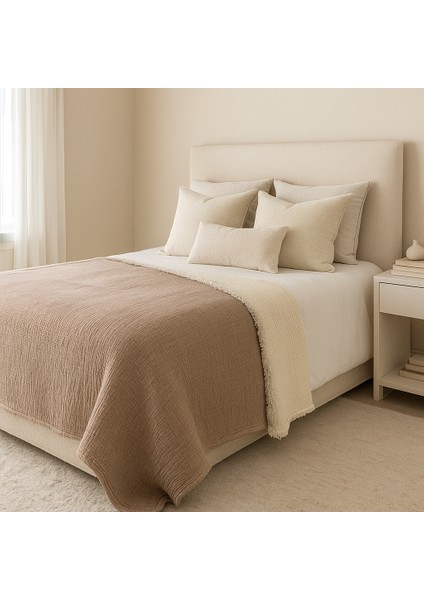 Müslin Kahverengi Renk 6 Katlı Yorgan Tek Kişilik 170X260 Cm. fırsatları