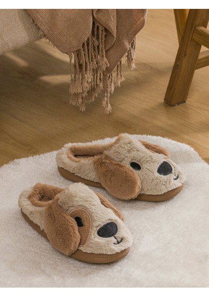 Yeni Sezon Köpek Figürlü Pelüş Kadın Ev Terliği