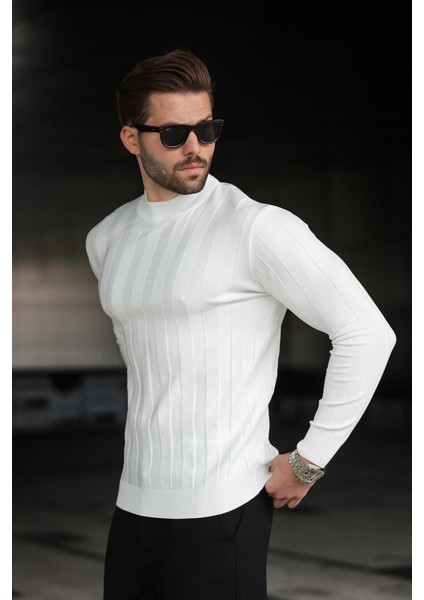 Beyaz Yarım Balıkçı Erkek Triko Kazak E7423 fiyatları