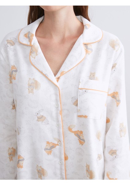 Yeni Sezon Gömlek Yaka Desenli Kadın Pijama Takımı modelleri