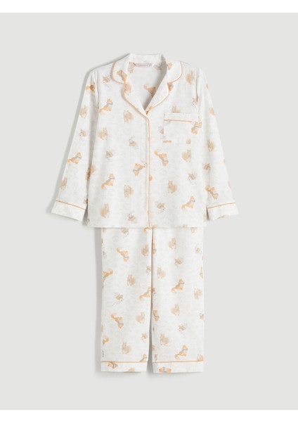 Yeni Sezon Gömlek Yaka Desenli Kadın Pijama Takımı indirimleri