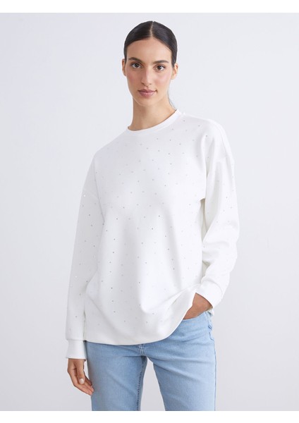 Yeni Sezon Taşlı Oversize Kadın Sweatshirt Tunik