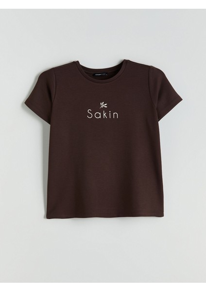 Yeni Sezon Bisiklet Yaka Slogan Baskılı Kadın Tişört indirimleri