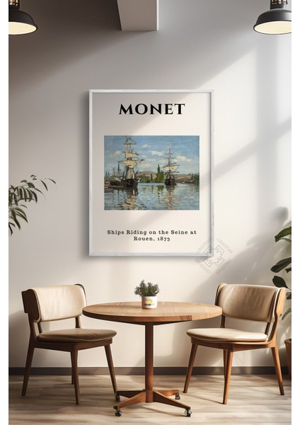 Claude Monet Serisi Beyaz Çerçeveli Poster, Tablo Duvar Dekoru No:24
