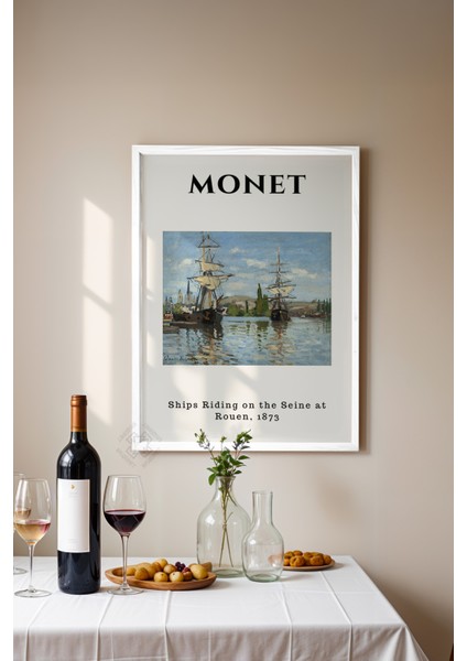 Claude Monet Serisi Beyaz Çerçeveli Poster, Tablo Duvar Dekoru No:24 modelleri