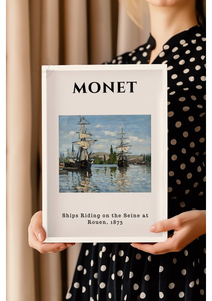 Claude Monet Serisi Beyaz Çerçeveli Poster, Tablo Duvar Dekoru No:24 fırsatları