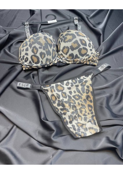 Hoppidi Leopar Dolgulu Taşlı Sütyen Takım fiyatları