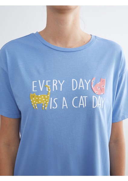 Yeni Sezon Bisiklet Yaka Baskılı Kadın Gecelik fırsatları