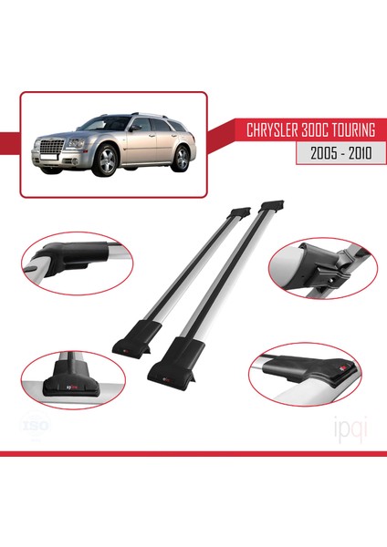 Chrysler 300C Touring 2005-2010 Arası ile Uyumlu Fly Model Ara Atkı Tavan Barı Gri 2 Adet modelleri