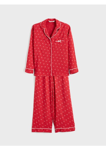 Yeni Sezon Gömlek Yaka Kadın Pijama Takımı