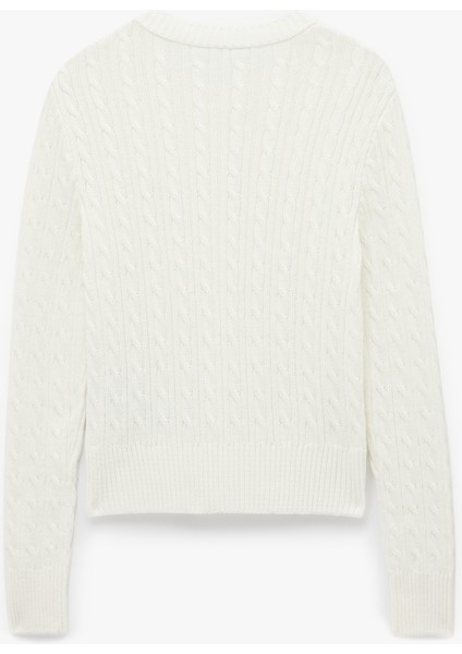 Pamuklu Saç Örgüsü Dokulu Düğmeli Bisiklet Yaka Slim Fit Fiyonklu Hırka fırsatları