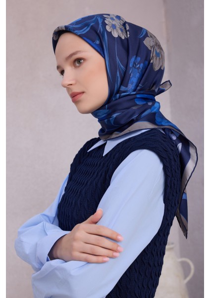 Çiçek Desen Ipek Twill Eşarp 4219D01