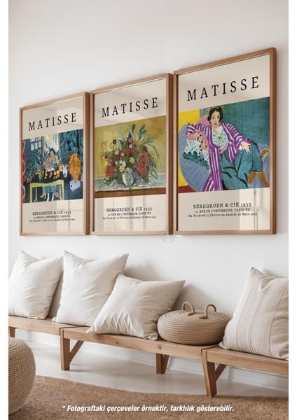 Matisse 3'lü Ahşap Çerçeveli Poster, Tablo Seti No:12