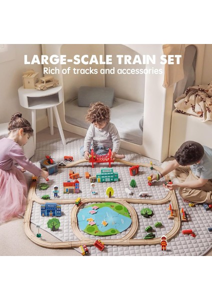 110 Parça Ahşap Tren Seti | Çocuklar Için Eğitici Oyuncak Tren, Manyetik Balık Tutma ve Puzzle Özellikli, 3-8 Yaş fiyatları