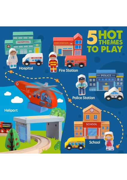 110 Parça Ahşap Tren Seti | Çocuklar Için Eğitici Oyuncak Tren, Manyetik Balık Tutma ve Puzzle Özellikli, 3-8 Yaş