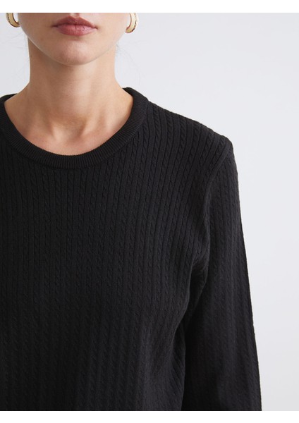 Yeni Sezon Bisiklet Yaka Kendinden Desenli Kadın Triko Kazak modelleri