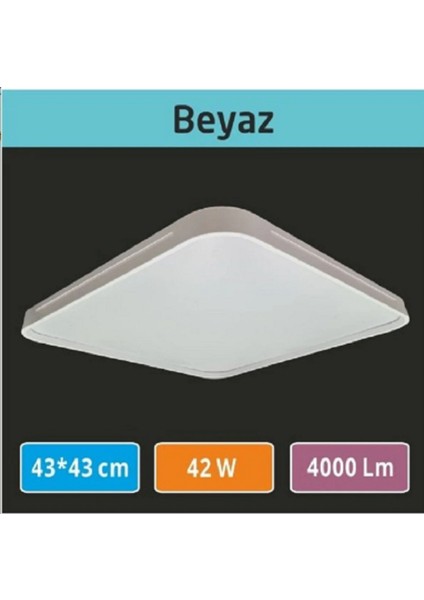 43X43 Beyaz Kapak Sıva Üstü LED Armatür Dekaratif Tavan Armatür 42W