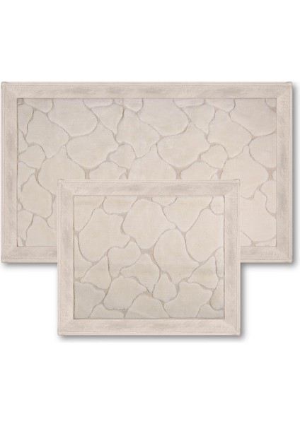 Akik Doğal Pamuklu 2'li Banyo Paspas Seti 60X100+50X60 cm - Koyu Gri