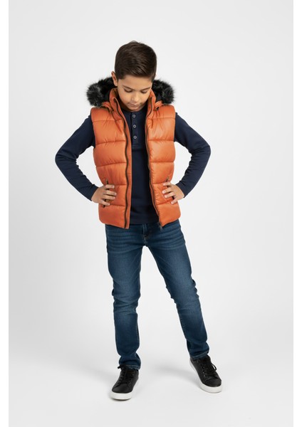 Içi Elyaf Dolgulu Kürk Kapşonlu Erkek Yelek indirimleri