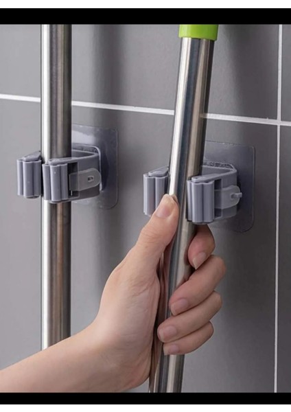 3 Adet Mop Sopası Tutucu Kendinden Yapışkanlı Sopa Tutucu Aparat