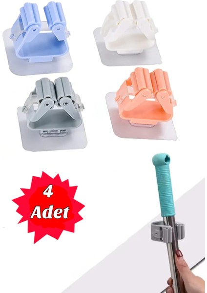 3 Adet Mop Sopası Tutucu Kendinden Yapışkanlı Sopa Tutucu Aparat
