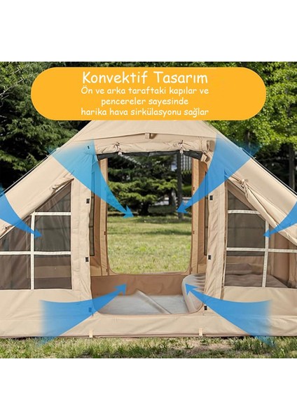 12 Kişilik 4 Mevsim Şişme Kamp Çadırı | 12 M², 420D Oxford Kumaş, Su Geçirmez, 300×400×210 cm indirimleri