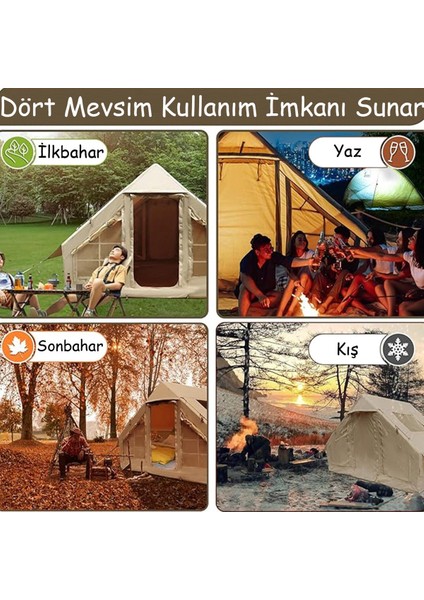 12 Kişilik 4 Mevsim Şişme Kamp Çadırı | 12 M², 420D Oxford Kumaş, Su Geçirmez, 300×400×210 cm