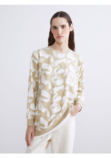 Yeni Sezon Büyük Beden Desenli Oversize Kadın Sweatshirt Tunik