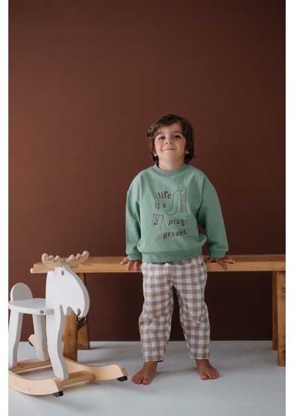 Barrel Krem Beyaz Ekoseli Havuç Kesim Pantolon indirimleri